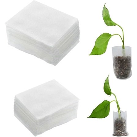 200 stk. Planteposer Frøplante Vækstpose Biologisk Nedbrydelig Pose Planteskoleposer Nedbrydelig Stofplantepose til Non-Woven (2 Størrelser) 10*12cm 