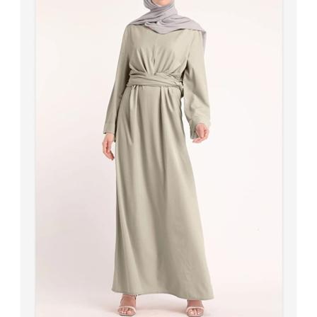 Muslimsk retrokjol med hög midja, enfärgad, temperamentdesign Beige 4XL