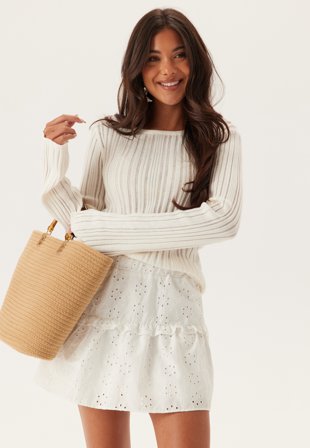Bubbleroom - Structure Knitted Top - Offwhite - Kläder