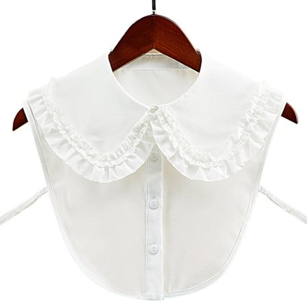 Naiset Tytöt Irrotettava Väärä kaulapanta Makea Lolita rinta röyhelöt Reuna puolipaitapusero nappi alas Valkoinen koristeellinen kaulakoru Dickey-
