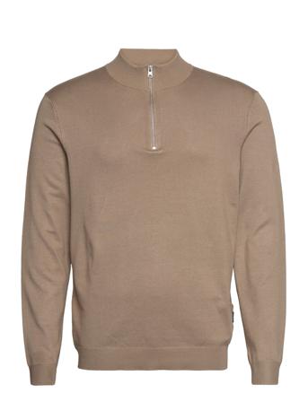 Onswyler Life Ls Half Zip Knit Knitwear Half Zip Pullover Beige ONLY & SONS