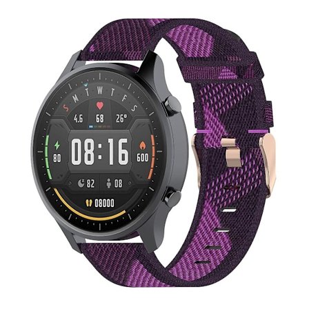 Lila Lila Randig Vävd Nylon Armbandsur Klockarmband kompatibelt med Xiaomi Mi Watch Color, Garmin Vivoactive 4