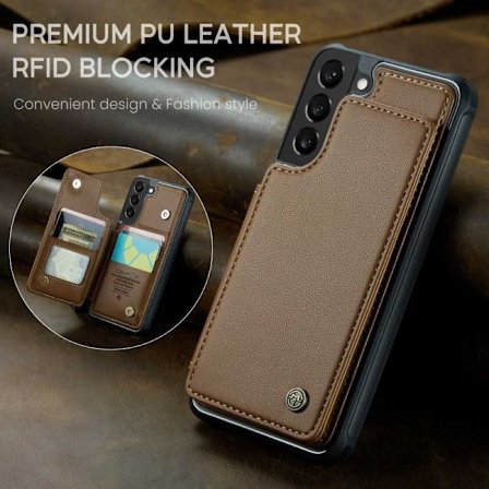 CaseMe Stöttåligt Skal Korthållare Stativ 4-Fack Samsung S22 Brun