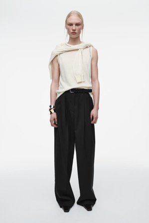 COS Women's Canotta In Lana Merino E Lino in Bianco