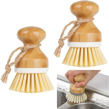 St. Diskborste, Rengöringsborstar för naturligt borst, Bambu Palmborste för rengöring av diskar Platta kastruller Diskbänkar