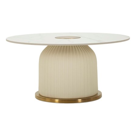 Rundt sofabord, marmorlignende bordplade, 80x39,5 cm