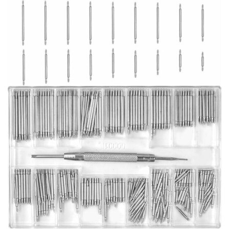 360 stk. Fjærstifter for klokker, rempinner, 1,5 mm aksel for klokkerem (8 mm–25 mm, sølv)
