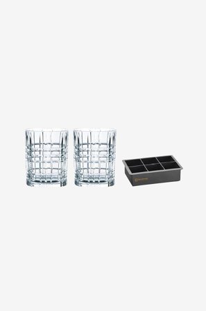 Nachtmann - Set med whisky och isbitar Square - Transparent - Drinkglas & shotglas - Från Homeroom