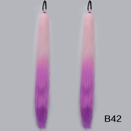 2 st/pack Syntetisk 24 tum färgglada flätor vävda hästsvans hårförlängningar med elastiska gummiband hårtillbehör