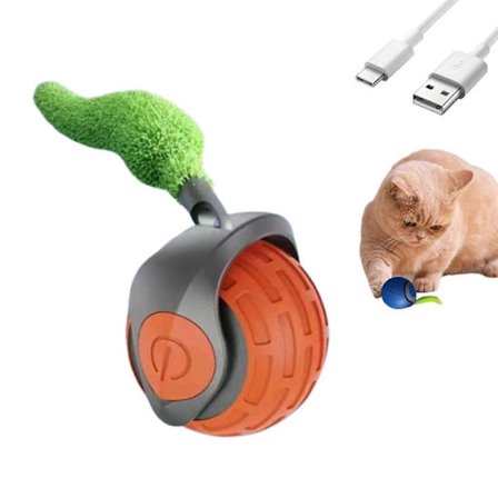 Katteleke, Smart Interaktiv Lekeball for Katter med To Hastighetsinnstillinger [db] Oransje