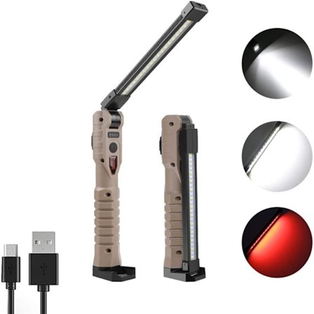 Foldbar, genopladelig COB LED-arbejdslampe - 2000 lumen, 7 tilstande til bilreparation, hjem, garage og nødsituationer