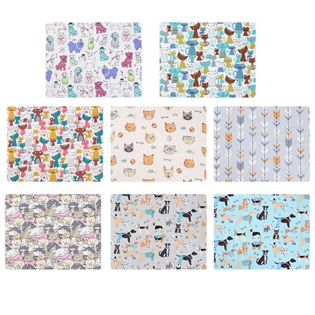 8 stk. 1 sett trykte stoffer, allsidige lappestoffer til hjemmet (tilfeldig farge)