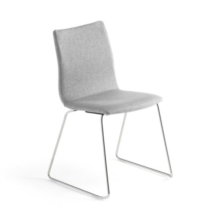 Conference chair OTTAWA, skid base, silver grey fabric, chrome