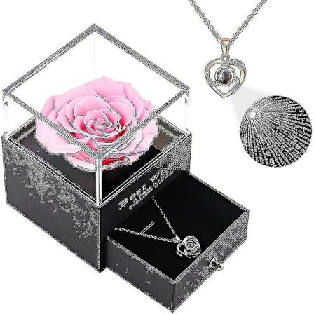Födelsedagspresent Kvinnor Konserverad Äkta Ros Hjärta Halsband