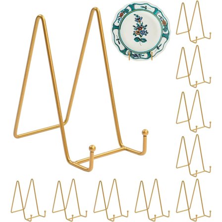 10 Stk. 15 cm Tallerkenholdere til udstilling, Guld Metal Rammeholdere, Display Fotorammeholder til Fotos, Bøger, Billeder, Dekorative Fade og
