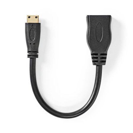 High Speed ​​HDMI kabel med Ethernet | HDMI Mini kontakt | HDMI Utgång | 4K@30Hz | 10.2 Gbps | 0.20 m | Rund | PVC | Svart | Plastpåse