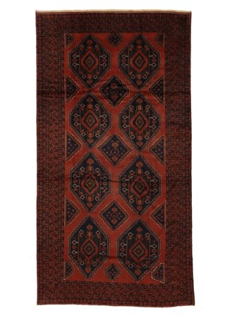 Noué À La Main Baloutche Tapis 220X430 De Laine Noir/Rouge Foncé