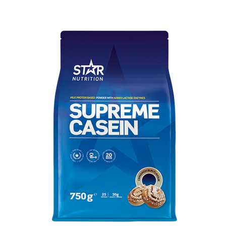 Kaseinprotein Star Nutrition Supreme Kasein 750 g, Cinnamon Bun - Bodyman.dk