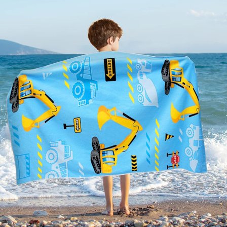 Kuorma-auto Lasten Rantapyyhe - 70 x 150cm Kuorma-auto Hiekka Vapaa Pyyhkeet Pojille Kylpyallas Uima-allas Leirintämatka Pyyhe Q