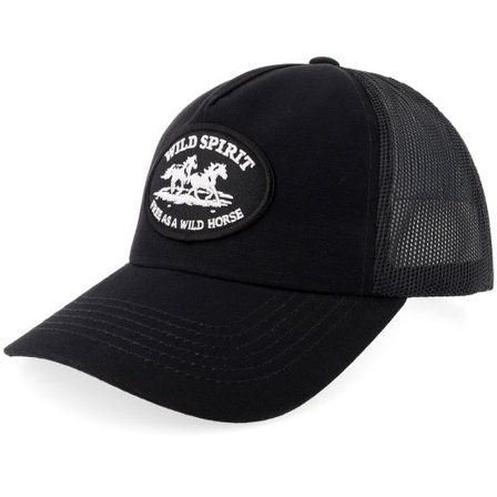 Wild Spirit - Svart trucker Keps - Wild Horses Black Patch Black Canvas Low Profile Golfer A-frame Trucker @ Hatstore