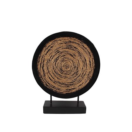 Sortguld polyresin totem, 33x8x40cm, dekorativ accent