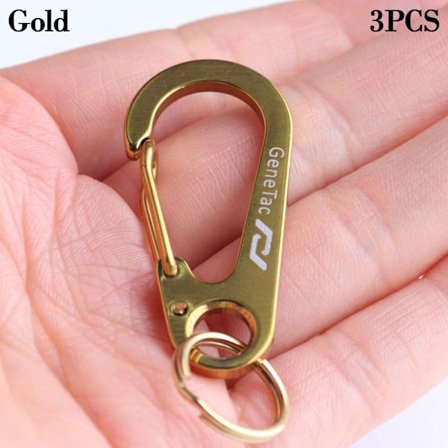 3 stk Nøglering i rustfrit stål D-formet karabinhage GULD