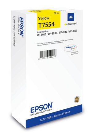Epson T7554 - XL-størrelse - gul - original - blekkpatron