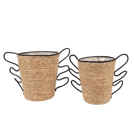 Søgræskurvesæt, 2-delt, Natur/Sort, 30x30x34 cm