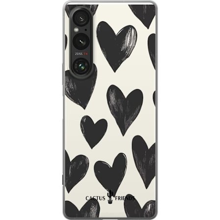Kompatibelt Mobildeksel til Sony Sony Xperia 1 V Cactus and Friends - Bold Black Love Pattern