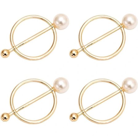 6 stk. Runde T-shirt Clips Ringe Tørklædelåse Slides Tørklædeklemme Ring Tørklæder Spænde Silkelåse Clips med Faux Perle 45mm