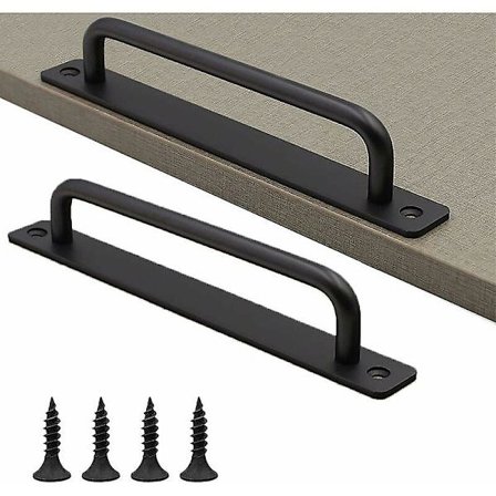 2 Dele Skydedørshåndtag, Indendørs Udendørs Dørhåndtag, Robust Sort Trækhåndtag, Sorte Dørhåndtag Med Skruer, Til Interiør Exte
