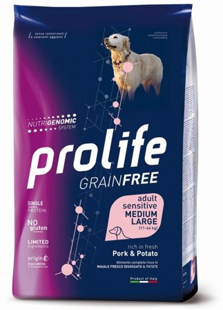 Prolife Dog Grain Free Sensitive Pork & Potato Cibo Secco Per