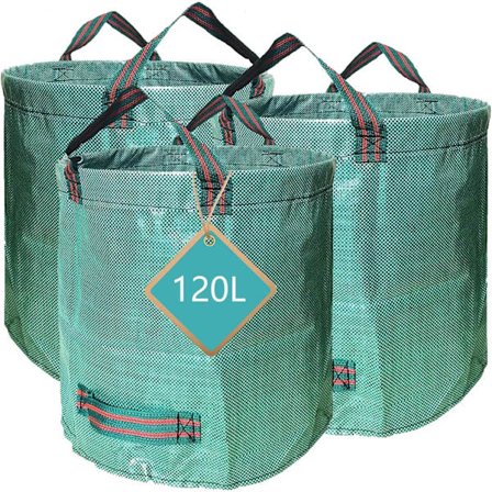 Haveaffaldssække Heavy Duty 120 Liter Genanvendelige Udendørs Affaldssæk Havegård Affaldssæk Sammenklappelige Camping Genbrugsposer til Blade, Affald,