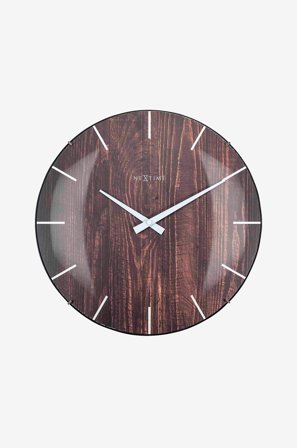 NeXtime - Väggklocka Edge Wood Dome Ø35 cm - Brun - Väggklockor & bordsur - Från Homeroom