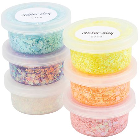 Glitter Clay 6x20 ml Pastel
