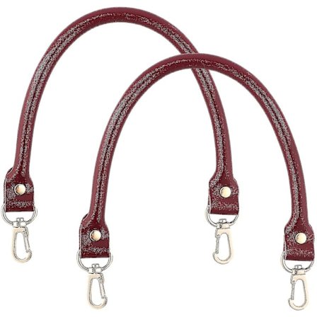 Håndveskehåndtak i skinn med spenner, erstatningsrem i legering, brun, 2 stk