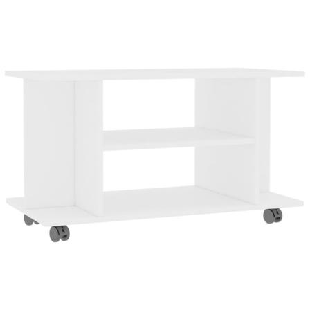 Vidaxl Tv-bänk Med Hjul Vit 80x40x40 Cm Spånskiva Vit