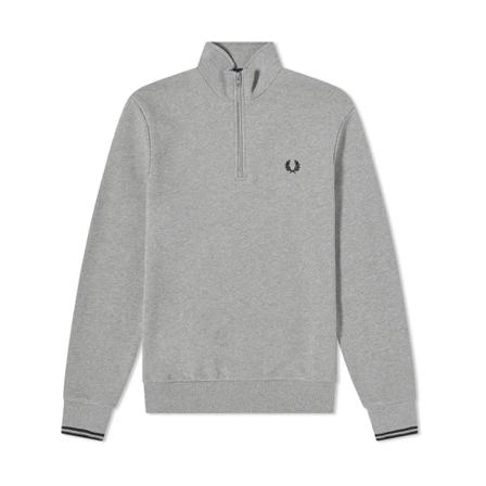 Fred Perry Half Zip Crew Sweat Steel Marl Grå, Herre Sweatshirts