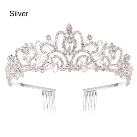 Silver Tiara Crown Crystal Pannband SILVER SILVER