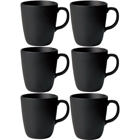 Aida RAW krus med hank, 35 cl, titanium black, 6 stk. | KitchenOne