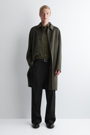 COS Men's Pleated Wide Leg Trousers in Black