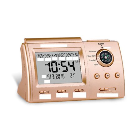 Automatisk digitalt ur, islamisk kaldealarm, muslimsk bønnealarm, skrivebordsur, boligindretning, guld