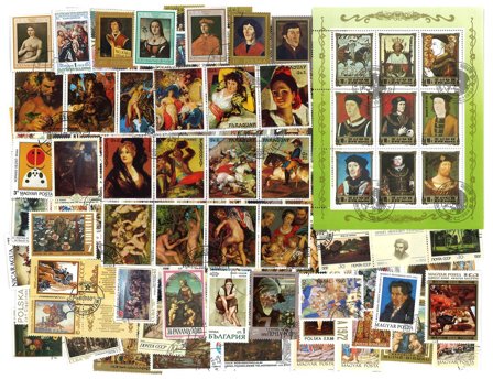 Malerier - 500 forskellige frimærker - Stemplet