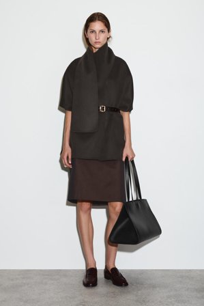 COS Women's Mantella Con Sciarpa In Lana Doppiata in Marrone