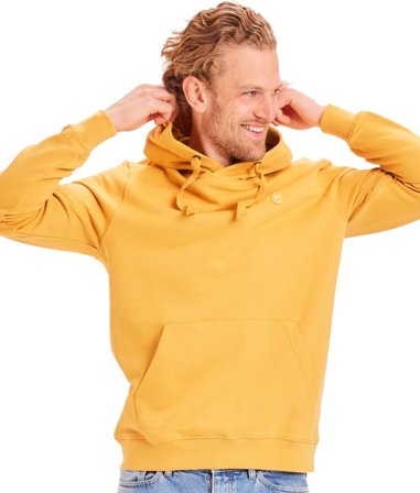 Knowledge Cotton Apparel Men's Elm Hood Basic Badge Sweat Men long-sleeved sweaters Yellow XL
