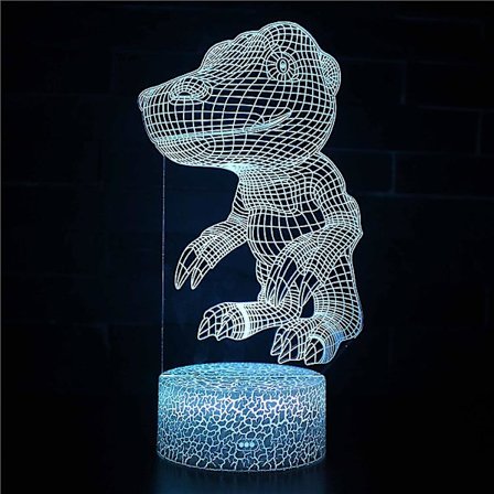 Cartoon Dinosaur 3D nattlampa LED fjärrkontroll 7/16 färger touch control skrivbordslampa sänglampa födelsedagspresent dekoration LC-50