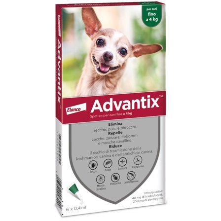 Advantix Spot On Cani Fino 4Kg - 6 Pipette 0,4ml Soluzione