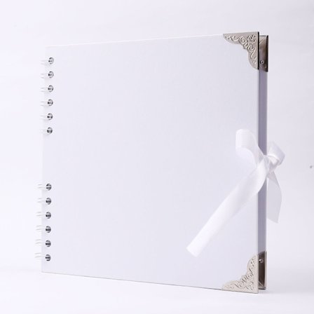Neliönmuotoiset valokuva-albumit leikekirjoihin, 60 sivua (21 x 21 cm), valkoinen paksu paperi, metallikulmat, nauhakiinnitys - Ihanteellinen 
