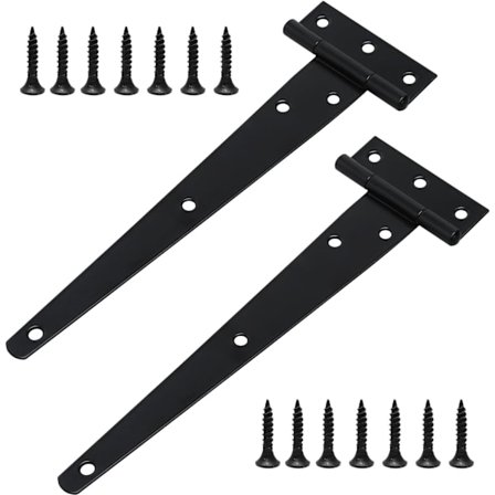 2 stk. Kraftige T-hengsler med monteringsskruer, 8 tommer (200 mm) T-stropp dørhengsler, T-hengsler galvanisert for tredør vindu