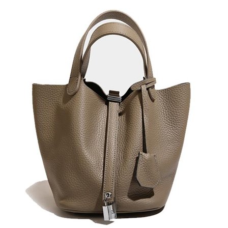 Luksuriøs bøtteveske med låslukking, ekte skinnveske med sikker låsdesign og romslig innvendig rom, premium materialveske